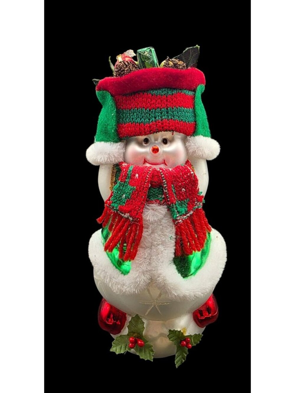 Vintage Blown Glass Thomas Pacconi 8" Snowman Christmas Ornament